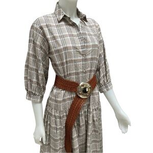 ASOS Plaid Shirt Dress Dropped Waist Windowpane Granola Girl Minimal Cottagecore